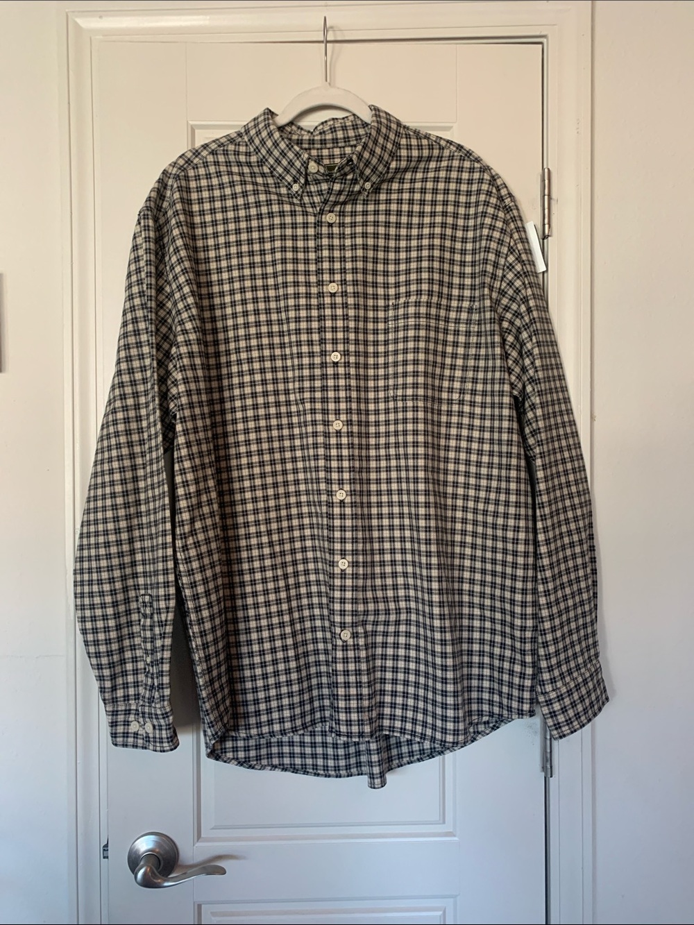 Eddie Bauer Black & Cream Plaid Button-Down Shirt - Men’s Tall XL